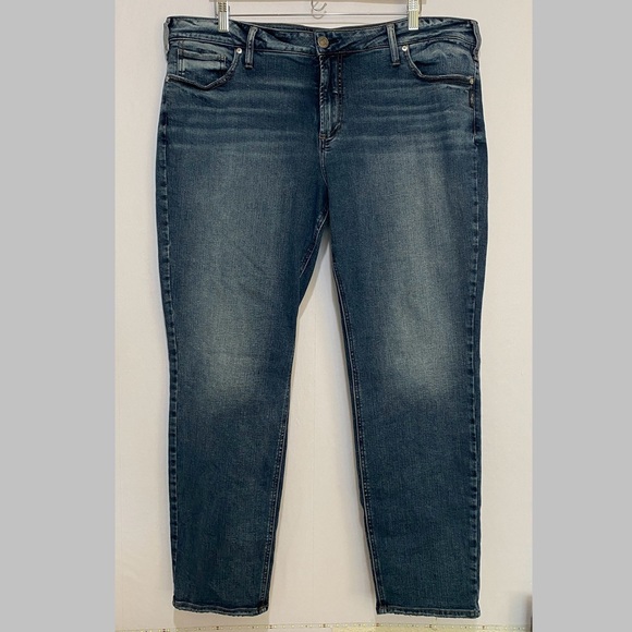 Silver Jeans Denim - Silver Jeans Elyse Straight Jeans Women Size 20 Stretch Casual Straight Leg